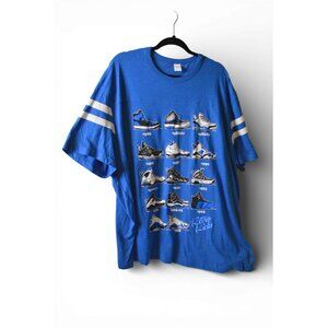 Retro Kicks Sneaker History Graphic T-Shirt Blue 3XL Basketball Shoe Tee